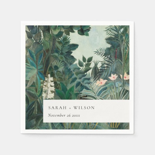 Serviette En Papier Élégant Rustique Exotique Tropical Mariage de forê (Devant)