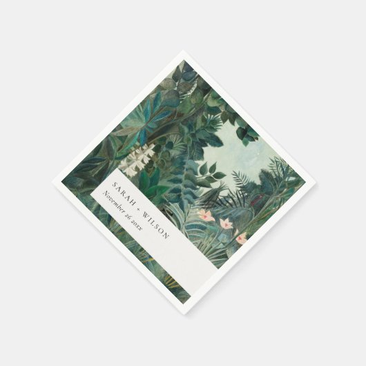 Serviette En Papier Élégant Rustique Exotique Tropical Mariage de forê (Coin)