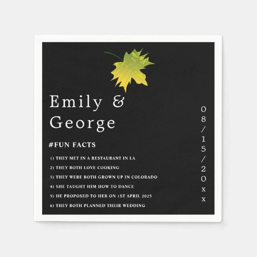 Serviette En Papier Élégant Rustique Feuilles De Chute Noir Et Blanc M (Devant)