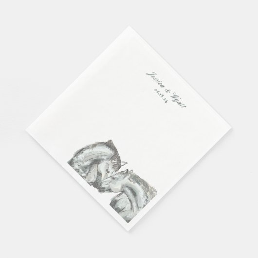 Serviette En Papier Élégant Rustique Nuzzling Horses Mariage (Coin)