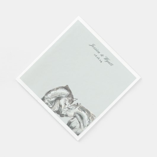 Serviette En Papier Élégant Rustique Nuzzling Horses Mariage (Coin)