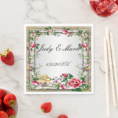 Serviette En Papier Élégant Rustique Roses Rouges Papier serviettes (En situation)