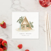 Serviette En Papier Élégant Rustique Tropical Palm Beach Shack Mariage (En situation)