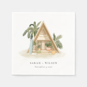 Serviette En Papier Élégant Rustique Tropical Palm Beach Shack Mariage (Devant)