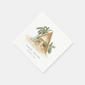 Serviette En Papier Élégant Rustique Tropical Palm Beach Shack Mariage (Coin)