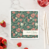 Serviette En Papier Elégant Rustique Vert Floral Personnalisé Mariage (En situation)