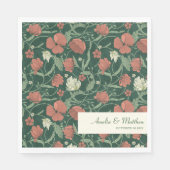 Serviette En Papier Elégant Rustique Vert Floral Personnalisé Mariage (Devant)