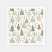 Serviette En Papier Élégant Saga vert Noël Arbres motif (Devant)