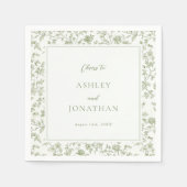 Serviette En Papier Elegant Sage Chinoiserie Mariage (Devant)