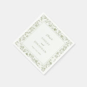 Serviette En Papier Elegant Sage Chinoiserie Mariage (Coin)