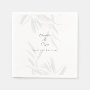 Serviette En Papier Elégant Sage Green Botanical Cocktail