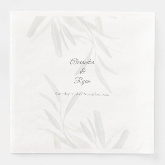 Serviette En Papier Élégant Sage Green Botanique (Devant)
