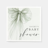 Serviette En Papier Elegant Sage Green Bow Baby Shower (Devant)
