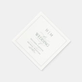 Serviette En Papier Élégant Sage Green Calligraphie Monogramme Mariage (Coin)