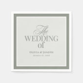 Serviette En Papier Élégant Sage Green | Mariage classique de luxe (Devant)