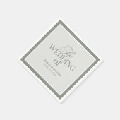 Serviette En Papier Élégant Sage Green | Mariage classique de luxe (Coin)