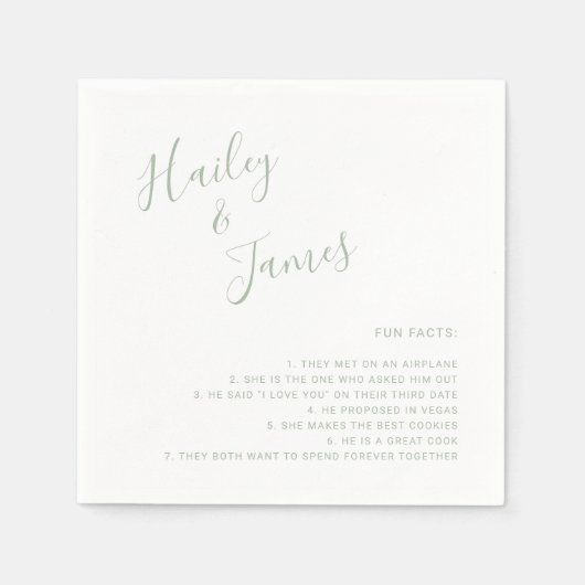 Serviette En Papier Élégant Sage Green Mariage moderne (Devant)