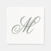 Serviette En Papier Élégant Sage Green Monogramme initial (Devant)