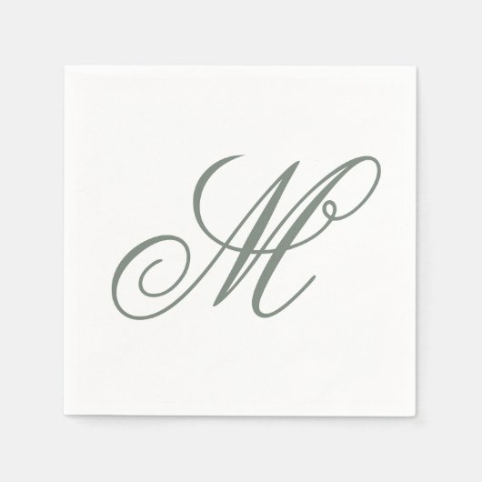 Serviette En Papier Élégant Sage Green Monogramme initial (Devant)