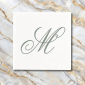 Serviette En Papier Élégant Sage Green Monogramme initial