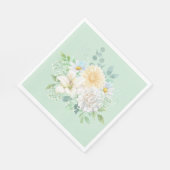 Serviette En Papier Élégant Sage Green Pastel Floral (Coin)
