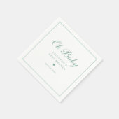 Serviette En Papier Élégant Sage Green Script Baby shower neutre (Coin)
