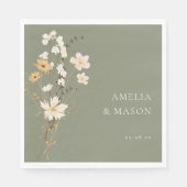 Serviette En Papier Elegant Sage Green Wildflower Bouquet Wedding (Devant)
