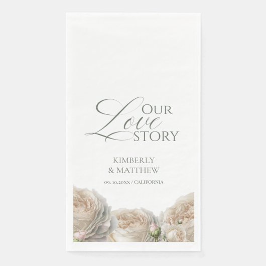 Serviette En Papier Elegant Sage Greenery Roses Wedding  (Devant)
