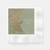 Serviette En Papier Élégant Sage moderne vert & or classique (Devant)