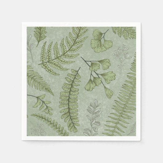 Serviette En Papier Elégant Sage Vert Aquarelle Floral (Devant)
