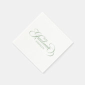 Serviette En Papier Élégant Sage Vert Sage Gradué Typographie Script (Coin)