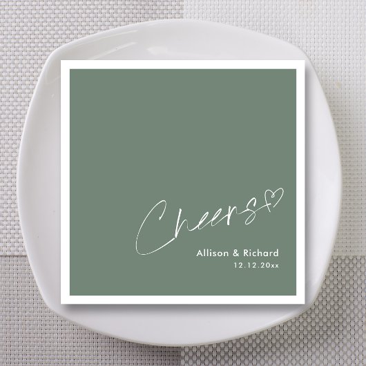 Serviette En Papier Elégant Salut ! Mariage moderne