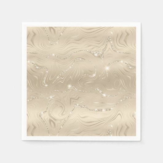 Serviette En Papier Élégant Sandy Gold Faux Foil (Devant)
