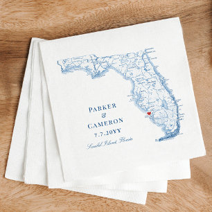 Serviette En Papier Elégant Sanibel Island Florida Carte Mariage