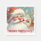 Serviette En Papier Elegant Santa and Rudolph Christmas Dinner Party (Devant)