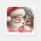 Serviette En Papier Elegant Santa and Rudolph Christmas Party Dinner  (Devant)