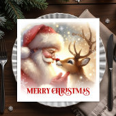 Serviette En Papier Elegant Santa and Rudolph Holiday Dinner Party 