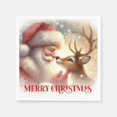 Serviette En Papier Elegant Santa and Rudolph Holiday Dinner Party  (Devant)
