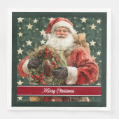 Serviette En Papier Élégant Santa Claus Aquarelle Napkins de Noël (Devant)