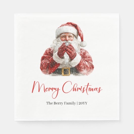 Serviette En Papier Elegant Santa Claus Classic Festive Holiday Napkin (Devant)