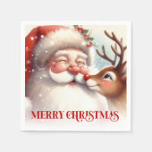 Serviette En Papier Elegant Santa Rudolph Holiday Table Napkins (Devant)