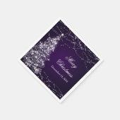 Serviette En Papier Élégant sapin de Noël brillant étoiles violet (Coin)