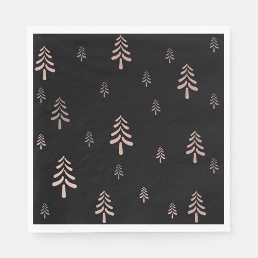 Serviette En Papier Élégant sapin de Noël noir roux (Devant)