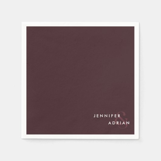 Serviette En Papier Élégant Sceau minimal marron Mariage moderne servi (Devant)