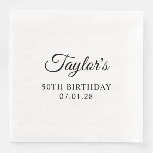 Serviette En Papier Élégant Script 50e Anniversaire (Devant)