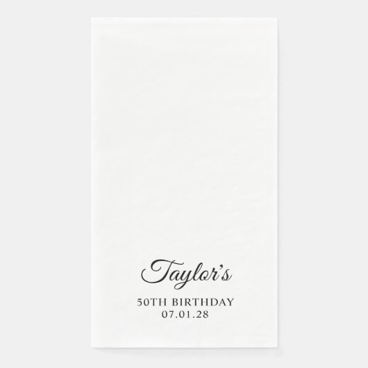 Serviette En Papier Élégant Script 50e anniversaire (Devant)