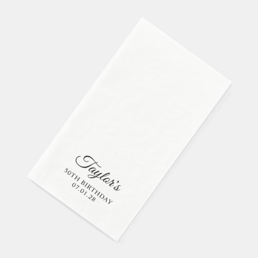 Serviette En Papier Élégant Script 50e anniversaire (Coin)