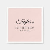 Serviette En Papier Élégant Script 60e anniversaire (Devant)