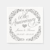 Serviette En Papier Elegant Script 60th Diamond Wedding Anniversary (Devant)