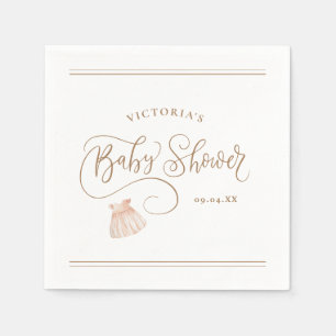Serviette En Papier Élégant Script Baby Girl Watercolor Baby shower